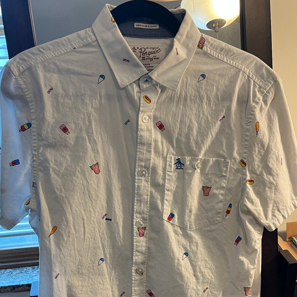 Small Shortsleeve White Small Original Penguin Shirt for BBQs